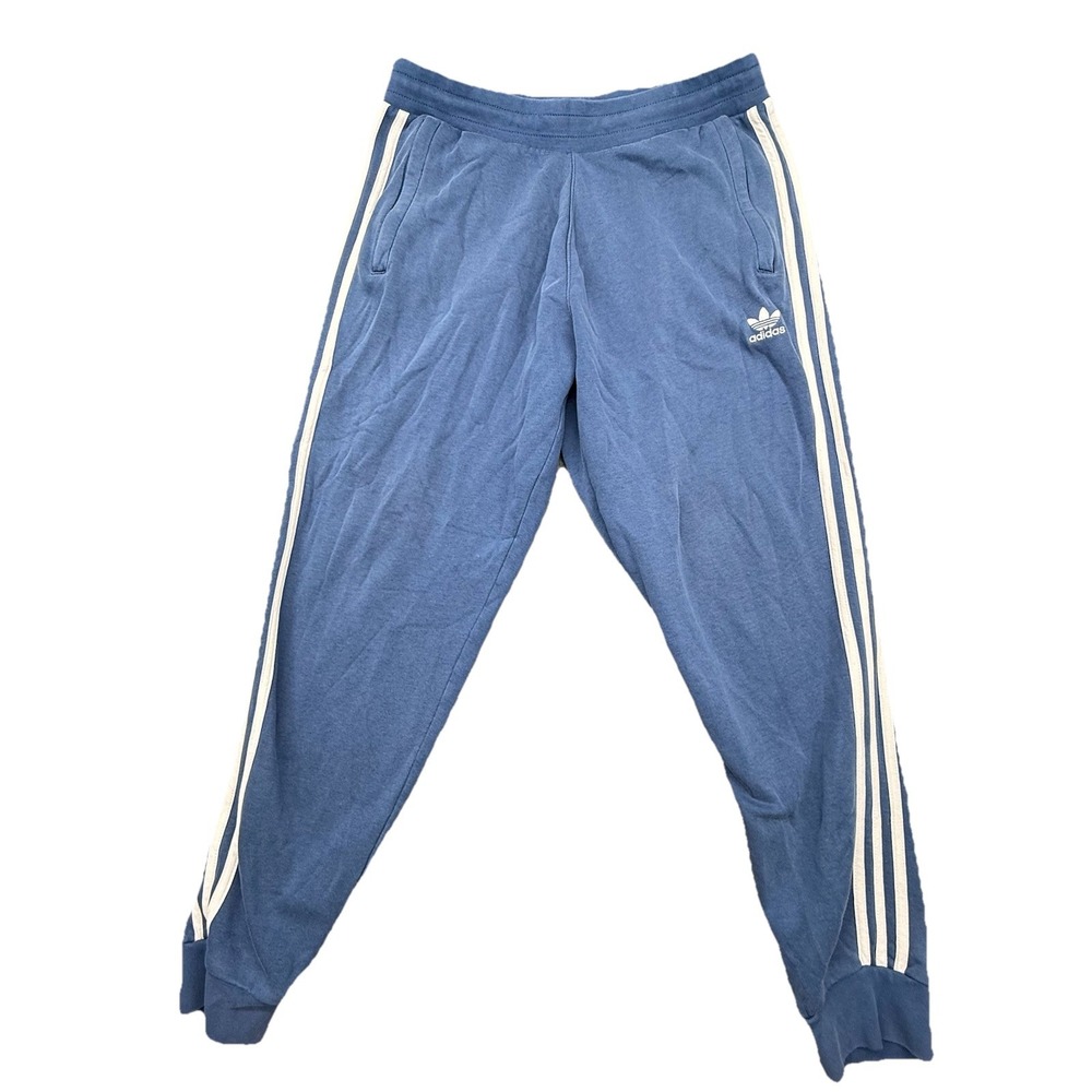 Adidas Originals 3 Stripes Fleece Pants Joggers‎ Men's Size Blue W/ Stripe